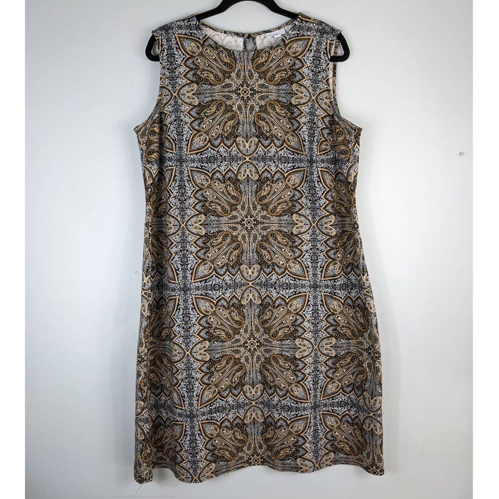 J. Jill Brown and Black Midi Dress